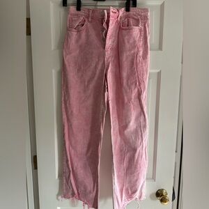 Pink Women's High-Waist Straight Jeans
